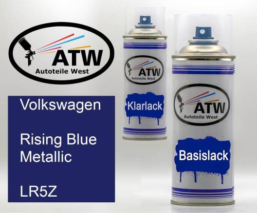 Volkswagen, Rising Blue Metallic, LR5Z: 400ml Sprühdose + 400ml Klarlack - Set, von ATW Autoteile West.